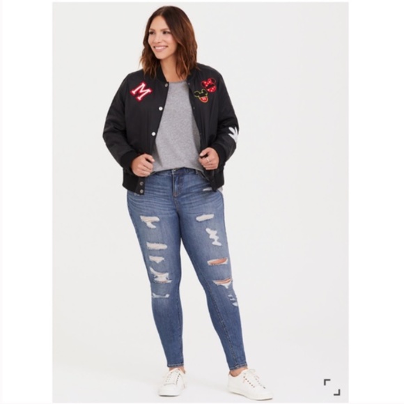 TORRID MICKEY & MINNIE PATCH BOMBER JACKET - Picture 3 of 5